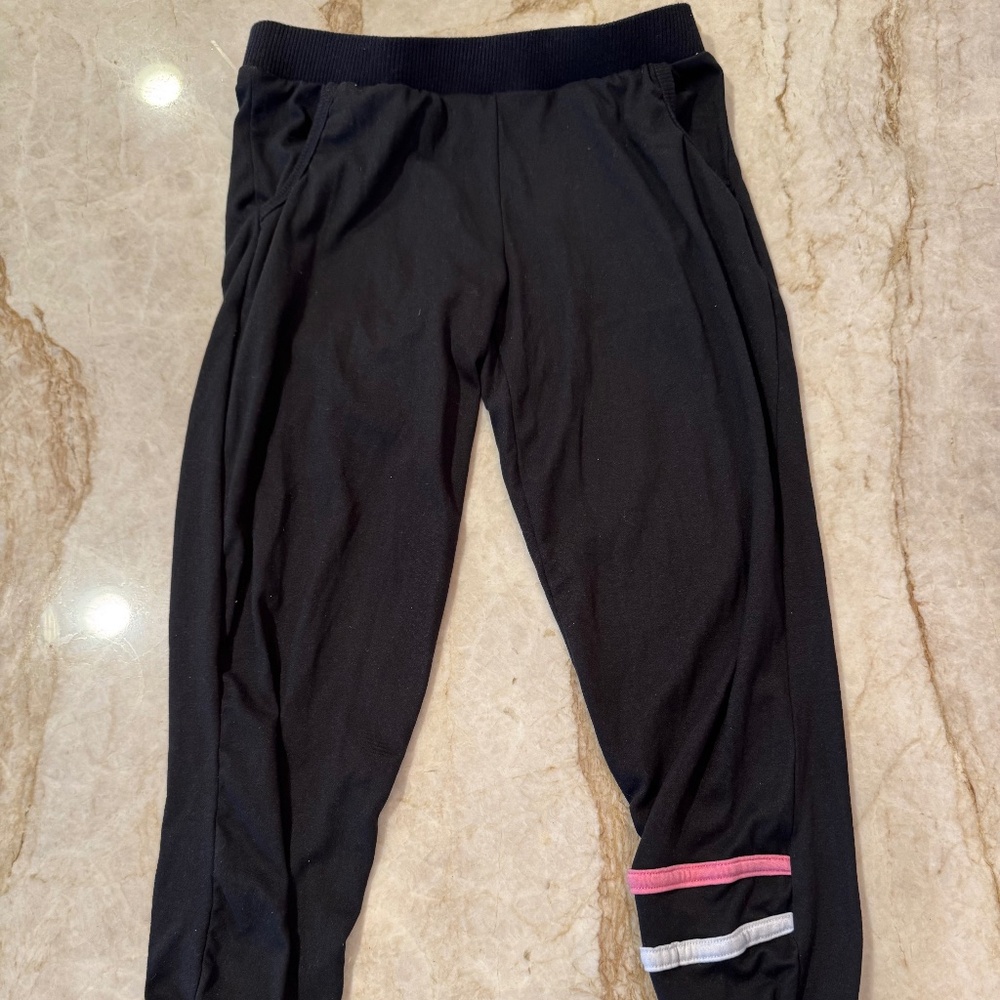 The Popular Store Black Joggers with Pink and White Stripes Size S (7)